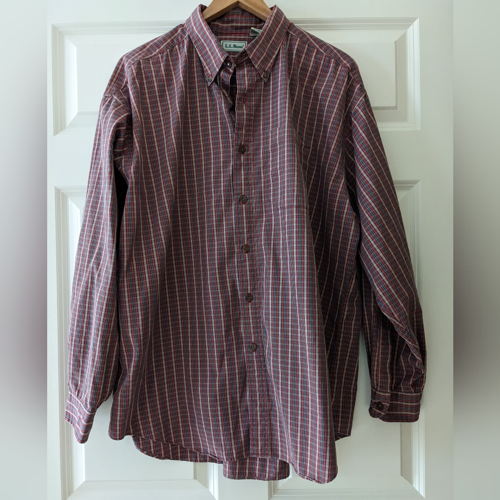 Vintage LL Bean button down shirt plaid XL 100% cotton Fall